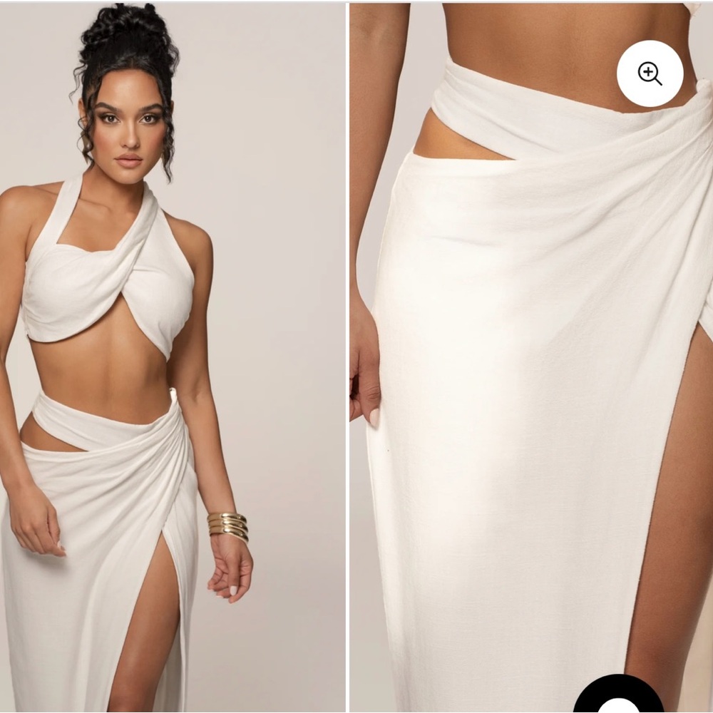 Jlux Label IVORY NEW AGE TWO PIECE SKIRT SET